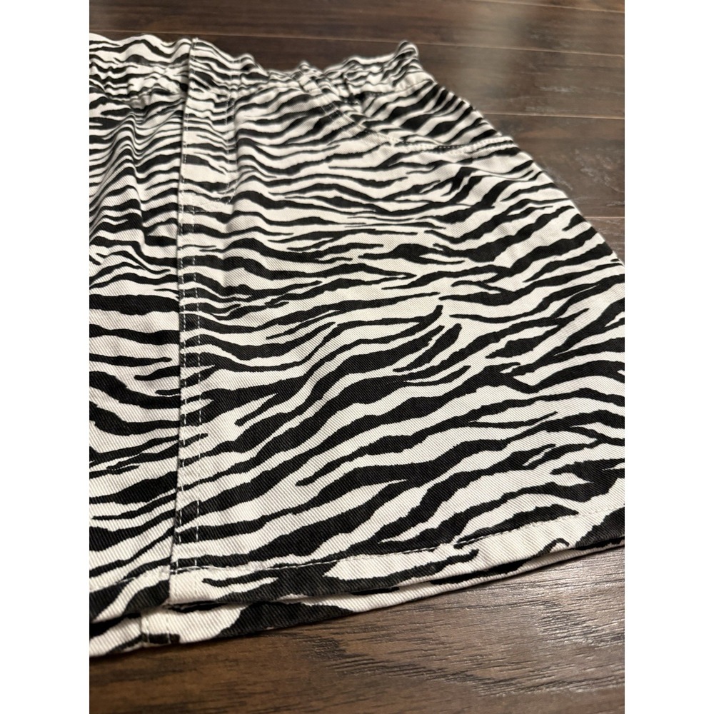 Zara TRF Zebra Print Mini Skirt Size L High Waist Denim Animal Print Jean Skirt - Picture 9 of 11